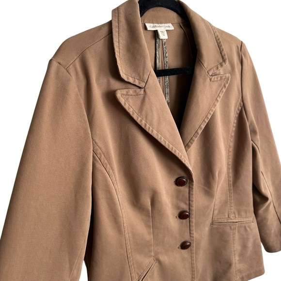 COLDWATER CREEK Western Camel Tan Cotton Stretch Blazer Jacket Equestrian 14 - Picture 3 of 13